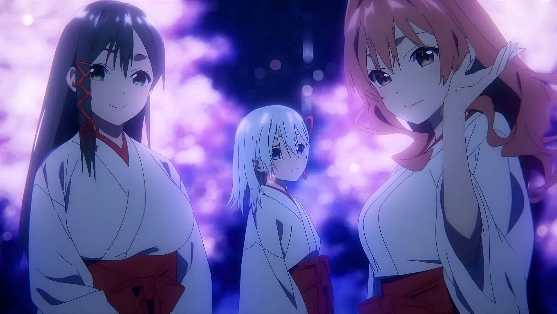 The three Amagami sisters, as seen in the anime (Image via Studio Drive)